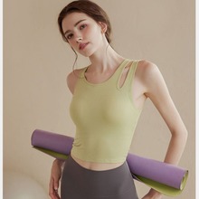 高级感带胸垫瑜伽服背心女运动上衣外穿跑步训练修身健身服夏