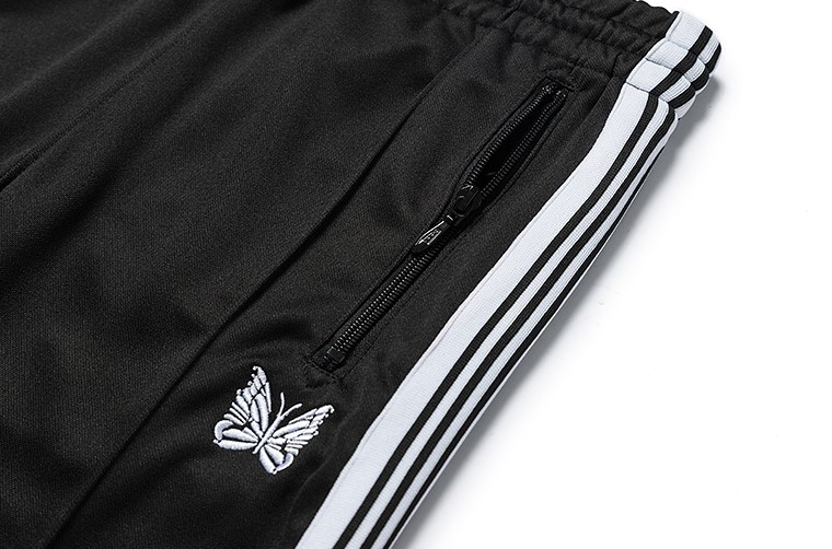 needles 蝴蝶刺绣黑白侧条纹直筒裤fog高街风宽松休闲长裤 代发