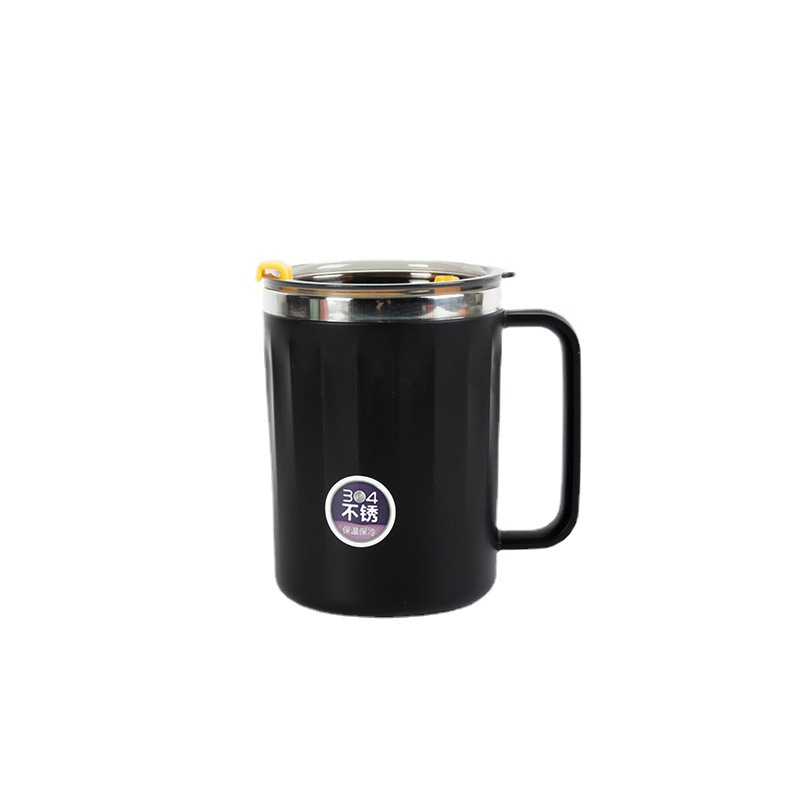 Factory 304 Stainless Steel Mug Cup Office Vacuum Cup Simple Coffee Cup Gift Daily Water Cup with Handle