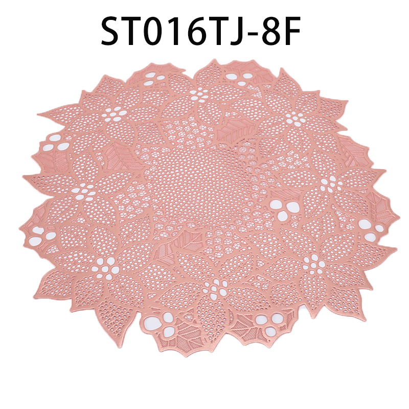 Flower Embroidery PVC Hollow Stamping Dining Table Cushion Tea Cup Vase Mat Insulated Tea Table Decorative Pad