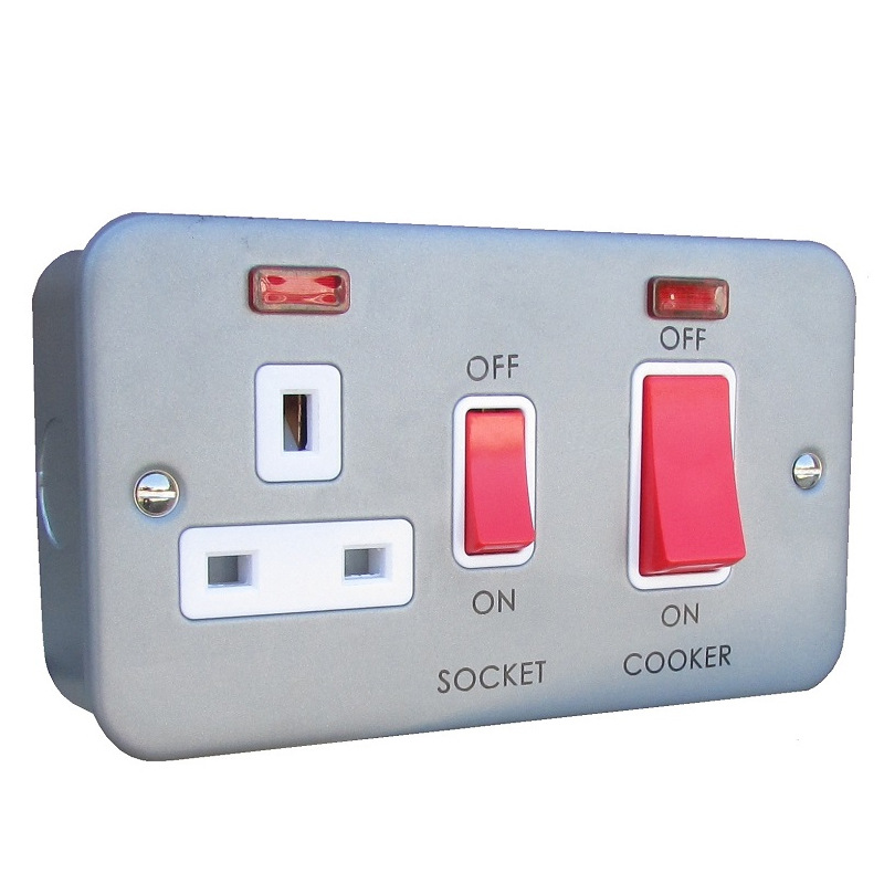 英标英式英规英国喷塑铁盒厨房开关 45A COOKER PANEL WITH NEON