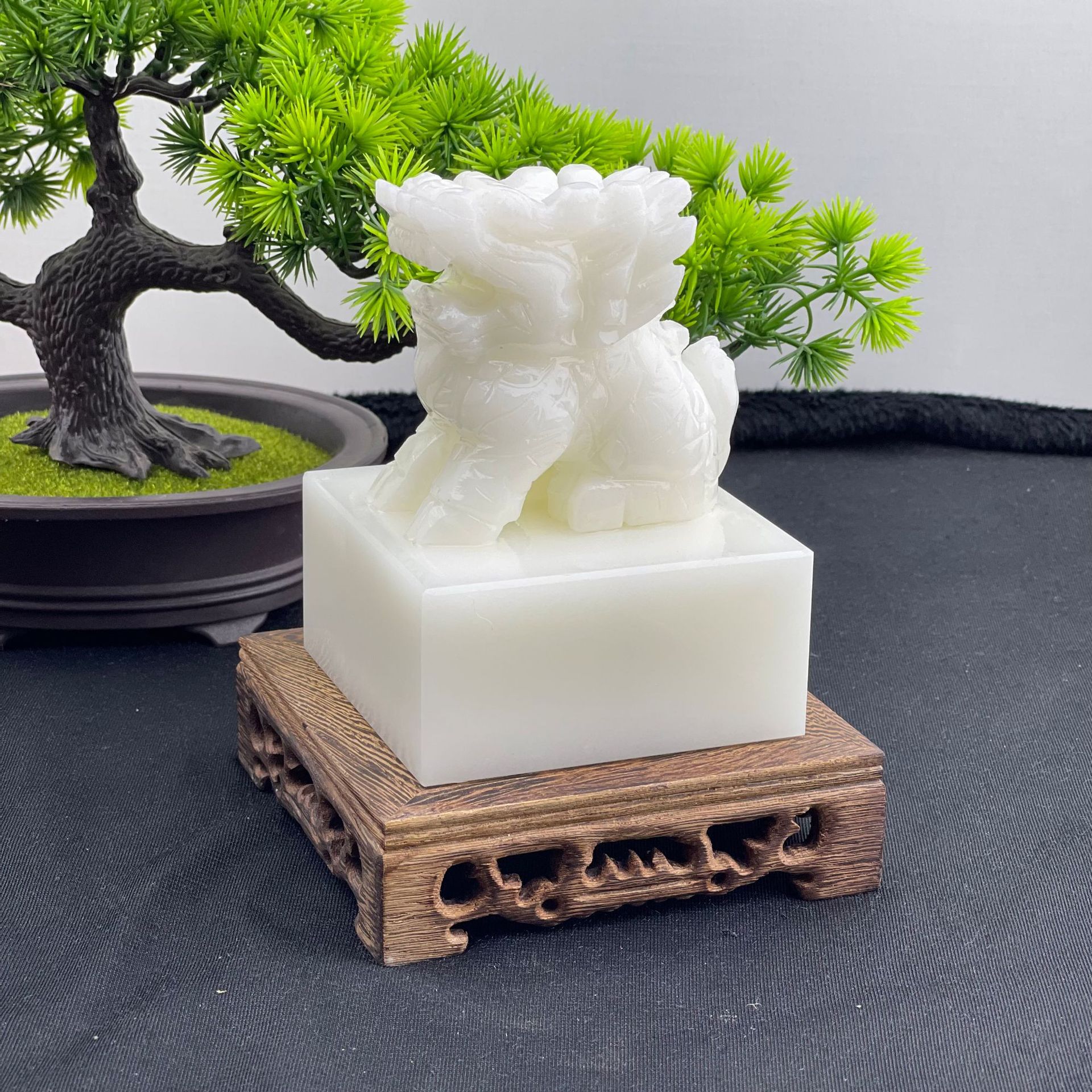 阿富汗白玉麒麟印章玉玺自用办公摆件商务礼品公司先生款刻字免费