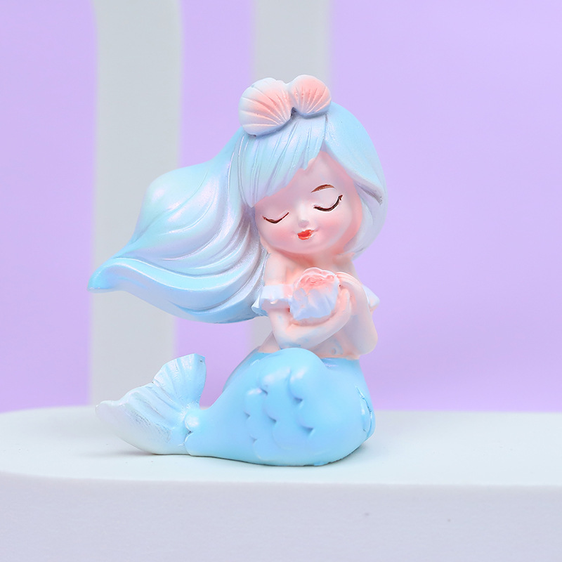 Creative Cartoon Cute Mermaid Cake Ornaments Baking Decorations Student Couple Gift Table Decoration Car