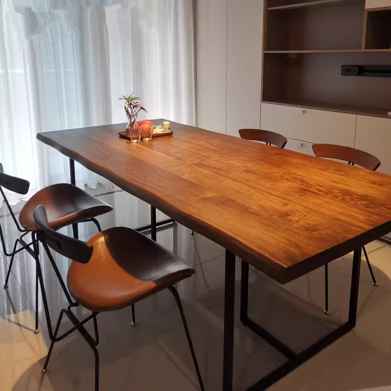 北欧实木餐桌简约实木长方形大板桌会议桌客厅书桌电脑工作台桌子