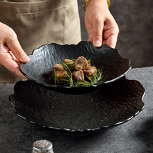 岩石纹陶瓷盘子家用深盘菜盘创意酒店餐厅意境餐具高级感餐盘汤盘