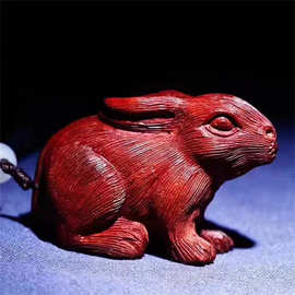 印度小叶紫檀兔子手把件立体雕刻紫檀木兔子工艺礼品手雕挂件批发