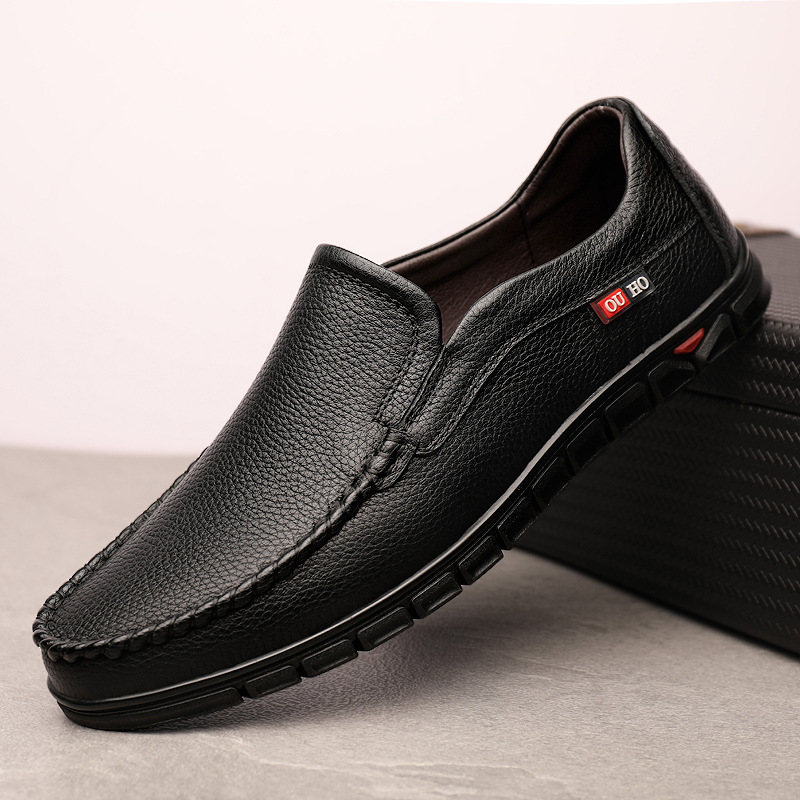 老人头皮鞋男真皮夏季中老年爸爸鞋新款男鞋透气厚底商务休闲皮鞋