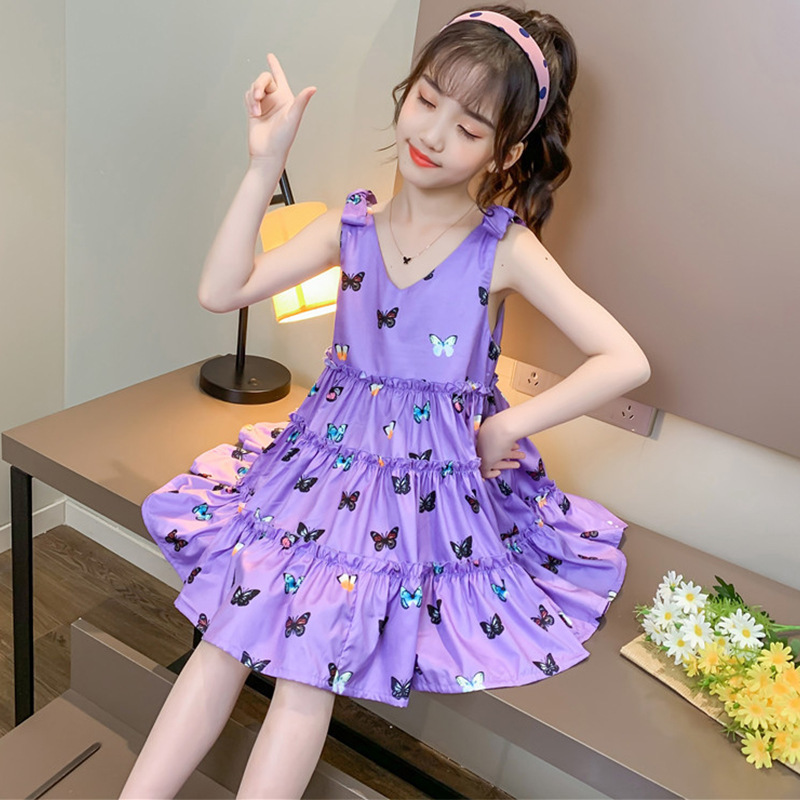 女童网红连衣裙时髦夏装2022新款可爱儿童洋气女宝宝吊带露背裙子