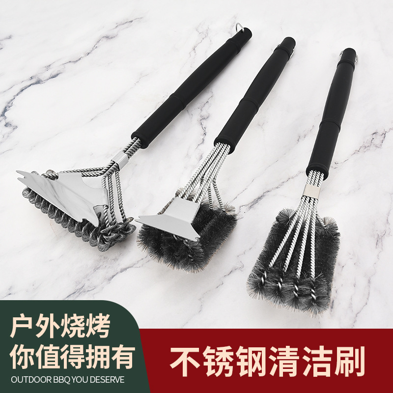 Cross-Border Stainless Steel Cleaning Brush Kitchen Cleaning Tools Pot Bottom Decontamination Wire Brush Oven Barbecue Wire Steel Wire Brush