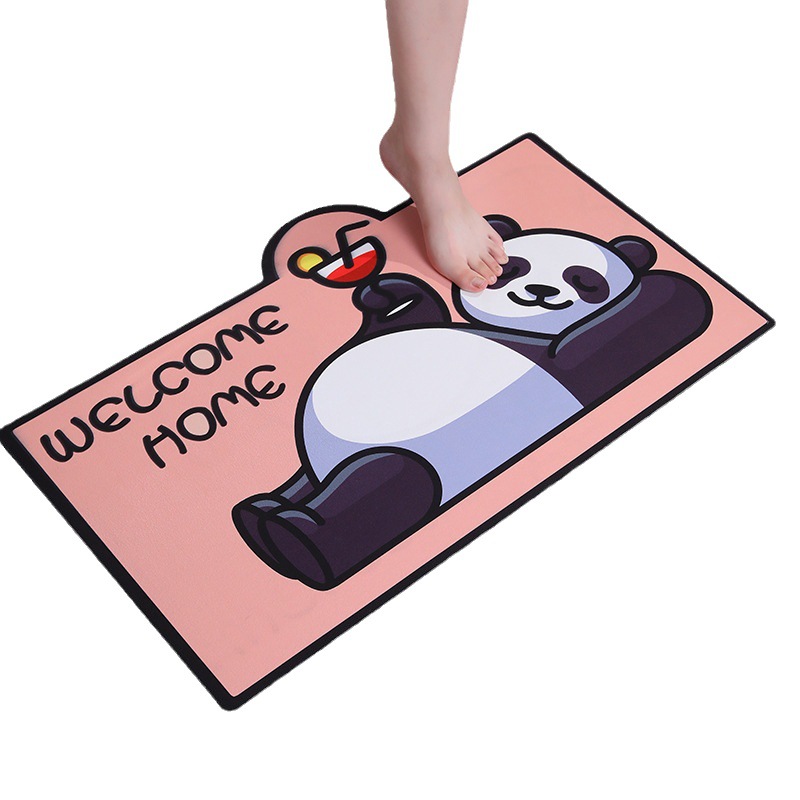 Cartoon Animal Diatom Ooze Floor Mat Carpet Bathroom Anti-Slip Mats Bathroom Water-Absorbing Quick-Drying Mat Door Mat Wholesale