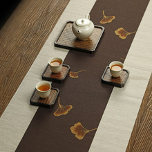 防水茶席棉麻布禅意 布艺桌旗中式茶桌垫布 日式茶具配件干泡茶巾