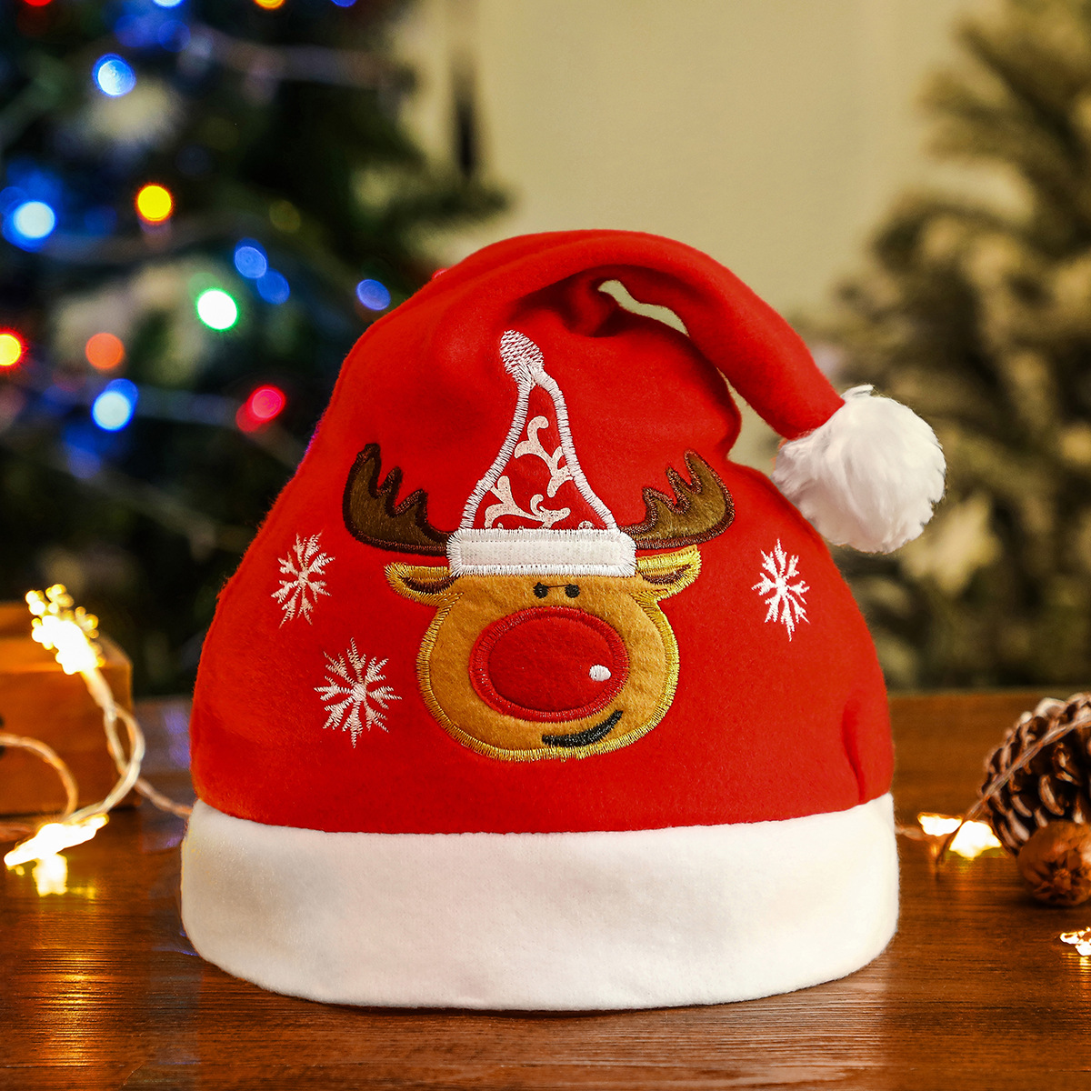 圣诞帽圣诞节儿童成人麋鹿雪人老人绒布鹿角造型晚会装饰装扮帽