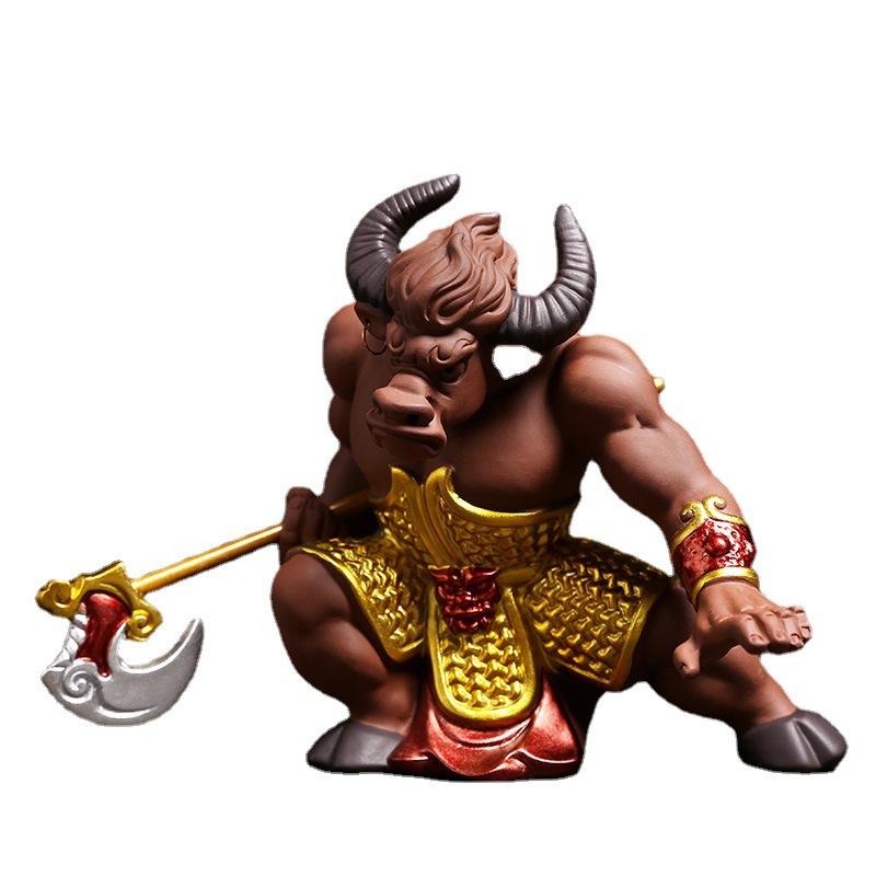 厂家直销陶瓷中式工艺礼品家居饰品摆件中国风牛魔王禅意摆件批发