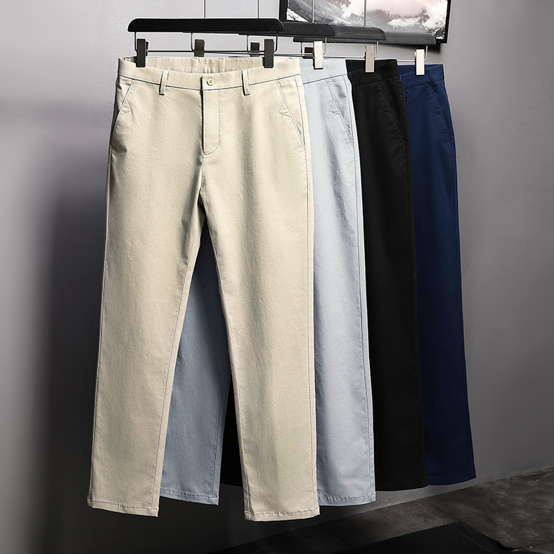 Spring and Summer Pants Men's Casual Pants Men's Simple Cotton Trousers Cropped Straight Loose Men's Pants Suit Pants Business