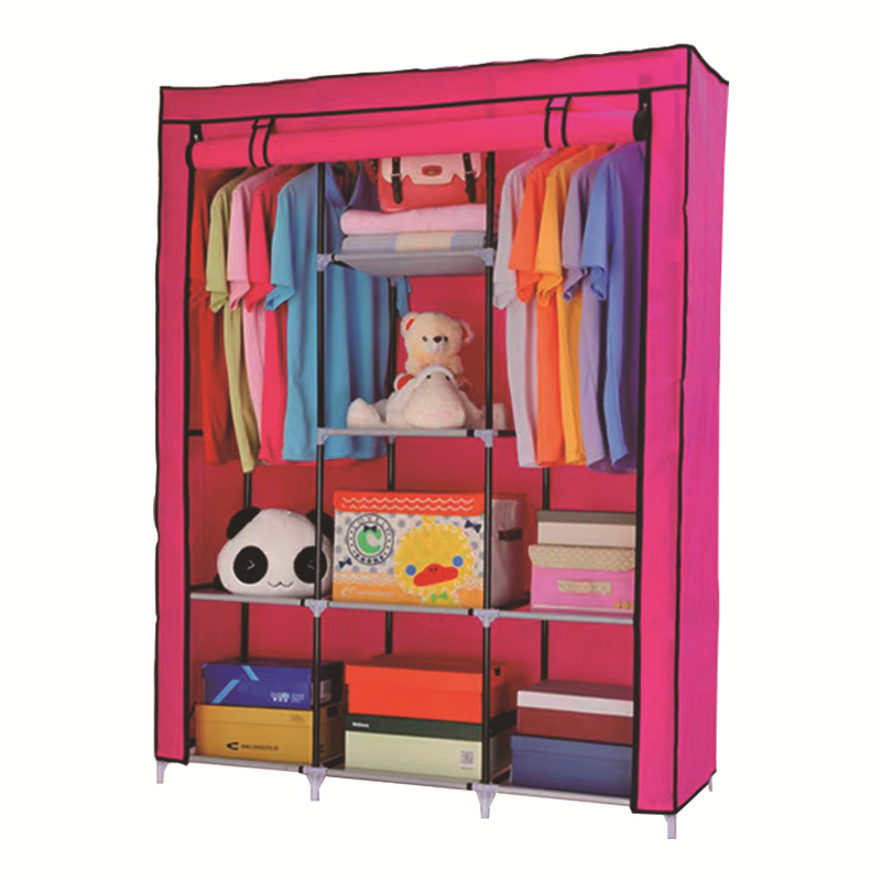 Simple Wardrobe Thickened Steel Pipe Component Wardrobe Foreign Trade Dustproof Storage Wardrobe Non-Woven Wardrobe