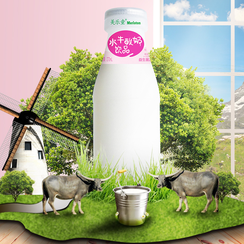 美乐童水牛酸奶红枣枸杞味270ml瓶装益生菌发酵乳酸饮品水牛奶
