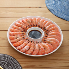 饺子盘陶瓷白色盘子带醋碟家用水饺虾菜盘创意个性菜碟薯条亚马逊