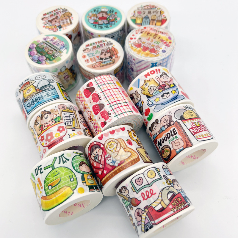 肉球meatball系列手账胶带分装循环爱卡通和纸胶带装饰贴画整卷