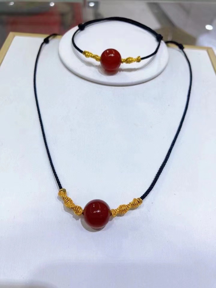 红豆相思豆爆款项链情侣红玛瑙相思手链项链抖音爆款王维红豆项链