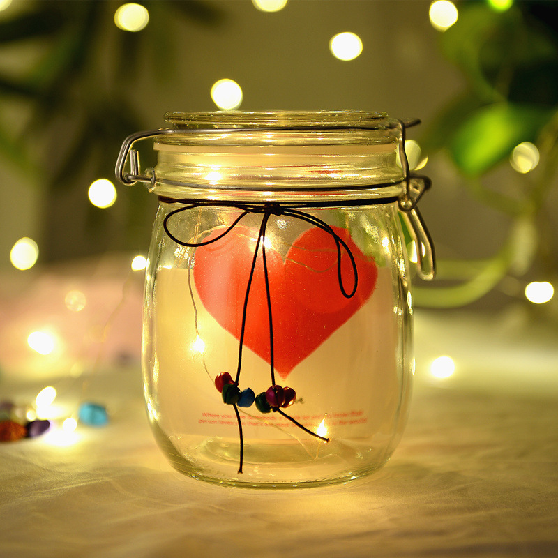 创意幸运星空纸鹤玻璃瓶透明许愿瓶罐成品星星发光生日老师礼物