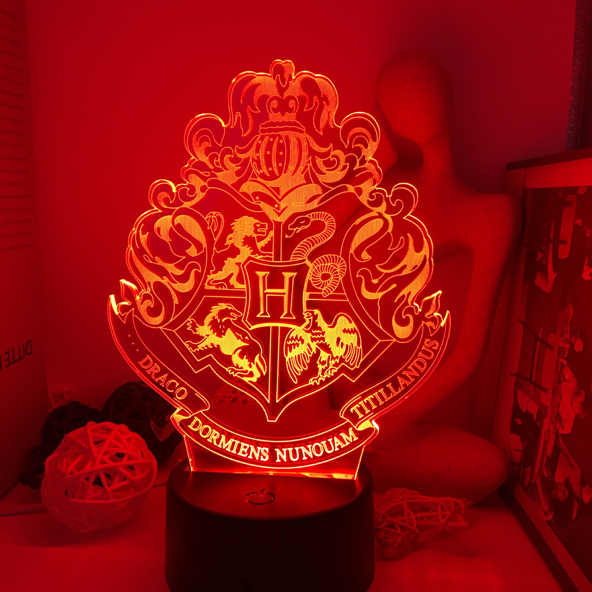 哈利波特3d图标小夜灯七彩智能触摸遥控立体led节日礼品床头台灯