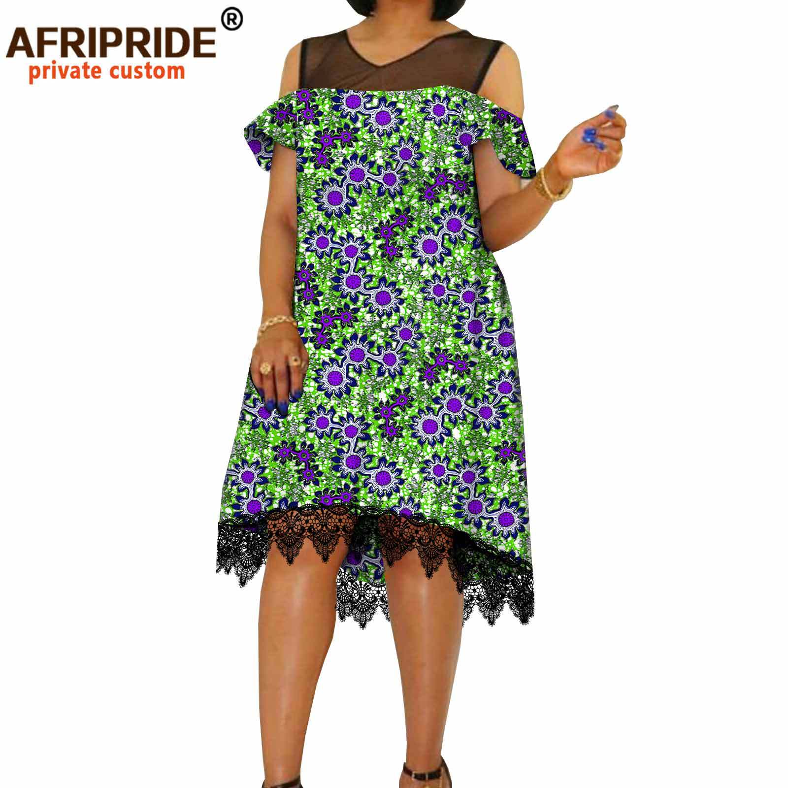 Foreign Trade New African Ethnic Batik Printed Cotton Lace Dress Dress Afripride