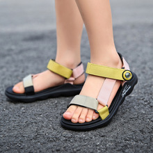 跨境女童凉鞋韩版2021新款潮流织带罗马露趾凉鞋夏男童软底沙滩鞋