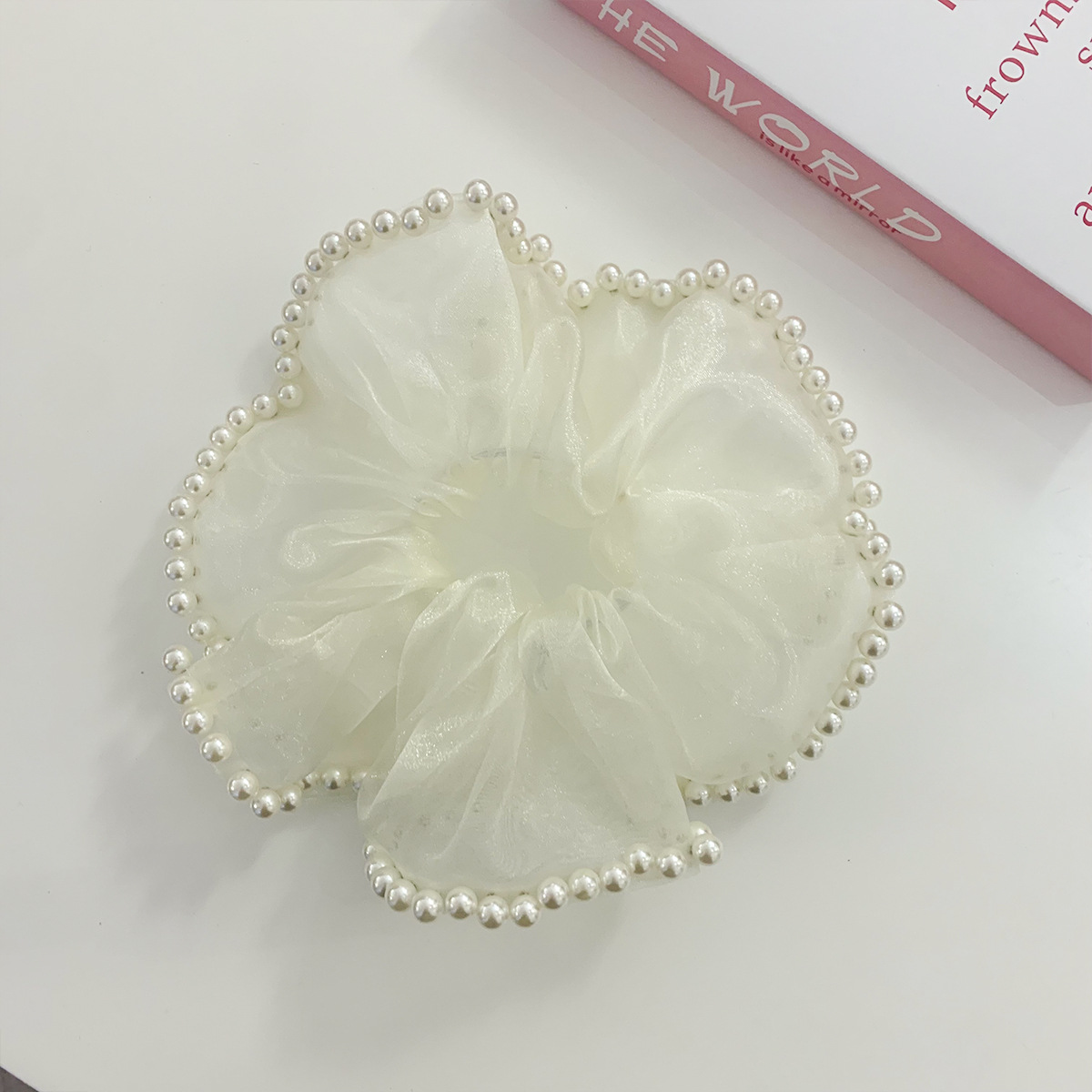 Rudan Korean Style Affordable Luxury Style Vintage Hair Band Super Fairy Classic Style Hair Accessories High-Grade Mesh Pearl Large Intestine Hair Ring