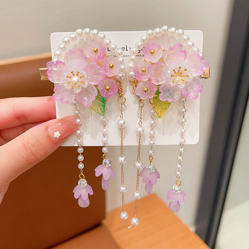 Ancient Style Children's Forehead Chain Hairpin Super Fairy Flower Tassel Hair Accessories Chinese Style Little Girl High Sense Hanfu Headdress