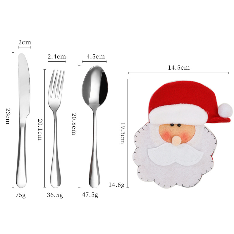 Stainless Steel Santa Claus Tableware Set Modern Simple Main Meal Knife, Fork and Spoon Gift Factory Wholesale Spot