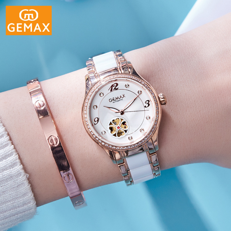 女表高级感陶瓷时尚防水 女款手表用日本机械机芯 女士手表高颜值