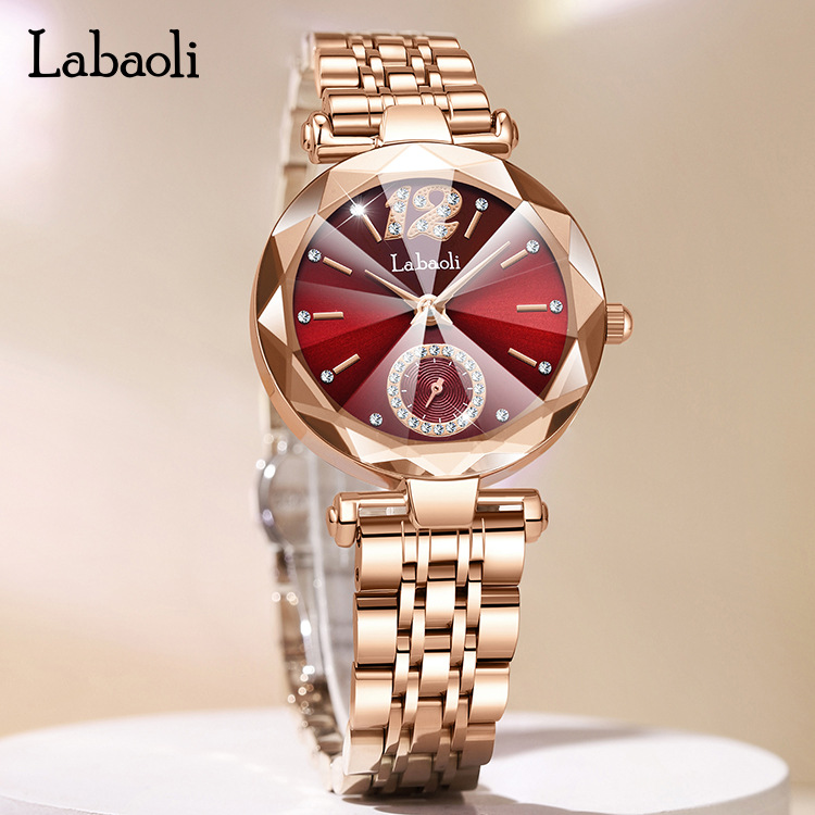 钻新款渐变女抖钢带直播镶腕表手表玻璃时尚代发棱角音表多棱