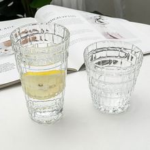 藤编玻璃杯ins风浮雕家用喝水杯子高颜值女牛奶咖啡杯饮料杯酒杯