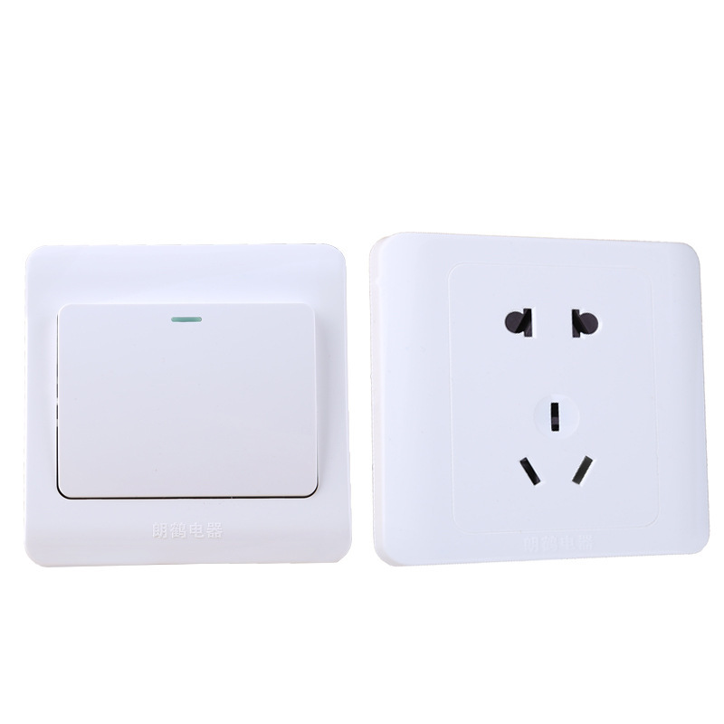 朗鹤牌白色墙壁开关 k16工程款系列开关插座 厂家供应