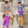 Children's wear 2021 Summer wear new pattern Broken flowers Pants sets bow Unique Korean Edition Elastic Elastic force Children's wear 2021 Summer wear new pattern Broken flowers Pants sets bow Unique Korean Edition Elastic Elastic force