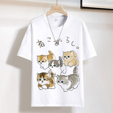 日系可爱卡通猫咪情侣短袖t恤夏季ins宽松大码百搭男女半欧巴贸易