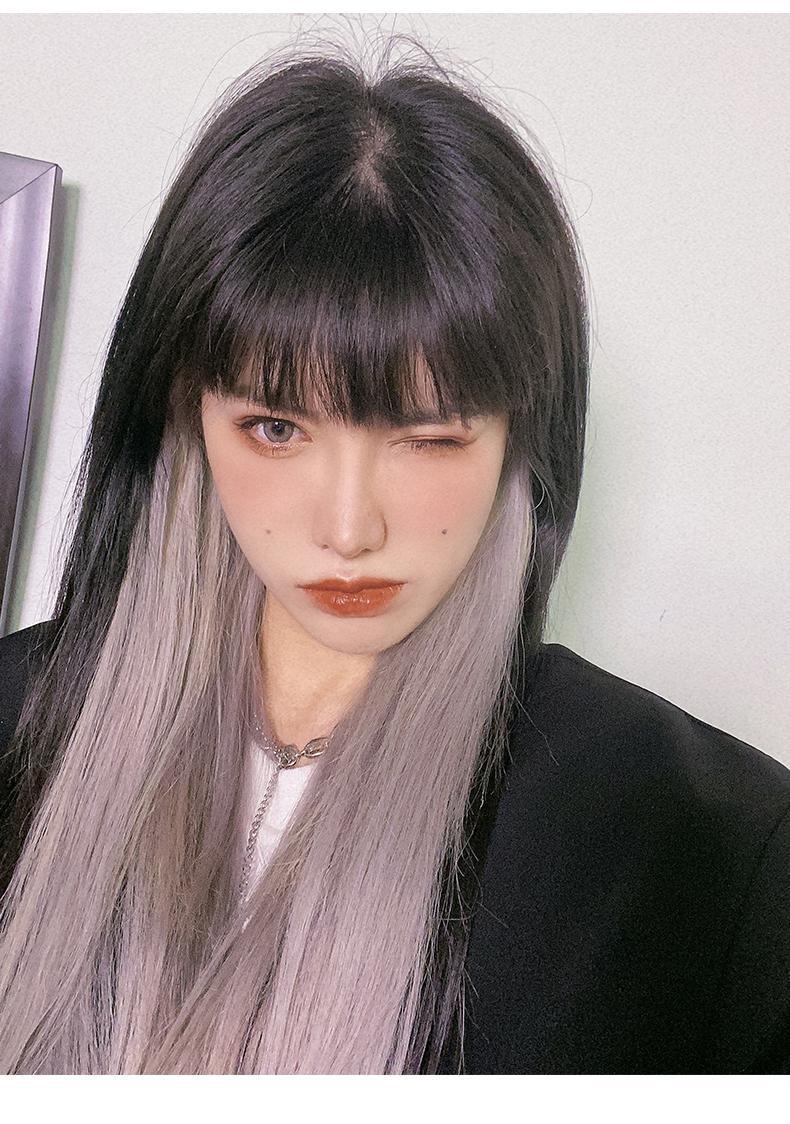 彩色挂耳烫假发片女长发挑染无痕一片式lisa同款接发条挂耳染发片