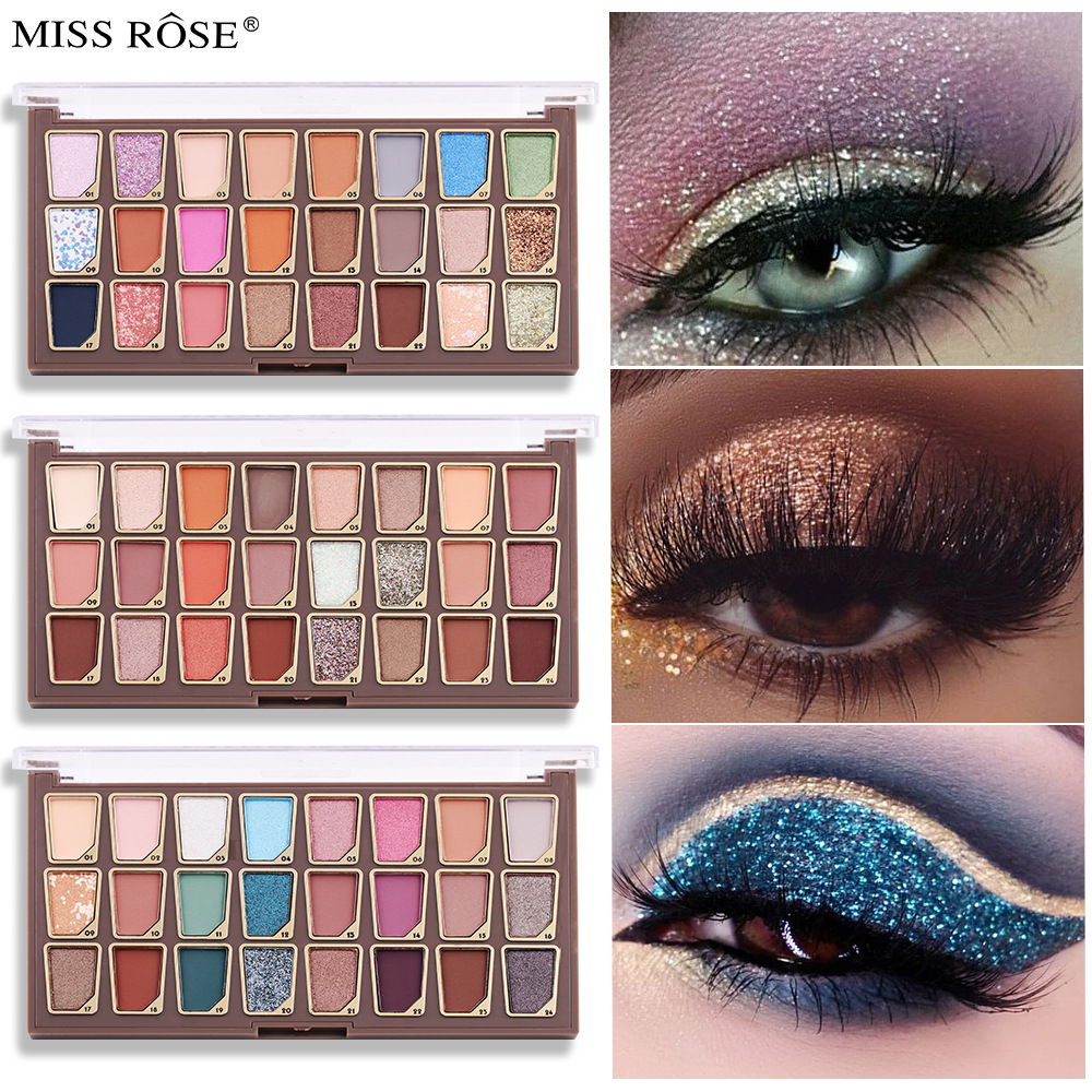 Missrose Color Eye Shadow Plate Summer Street Makeup Cross-Border Makeup Shimmer Matte Stage Makeup Sequin Eyeshadow