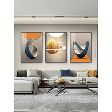 现代轻奢客厅装饰画福禄圆满大气三联壁画寓意好的沙发背景墙挂画