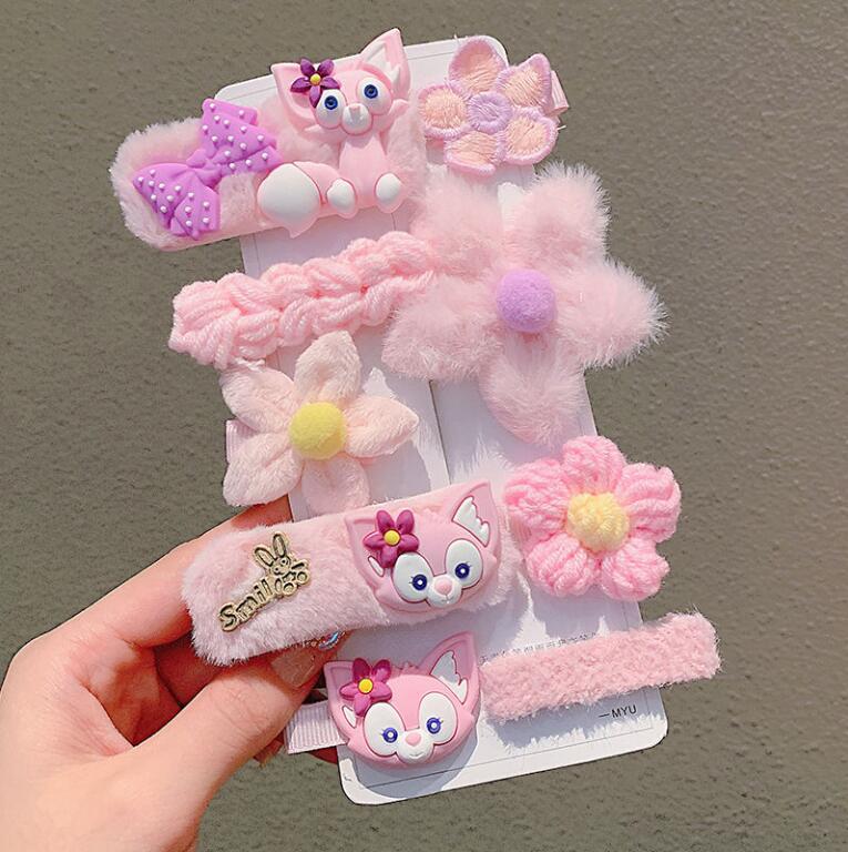 Girls Hairpin Autumn and Winter Plush Bangs Side Clip Hairware Children's Hair Accessories Little Girl Baby Cute Hairpin