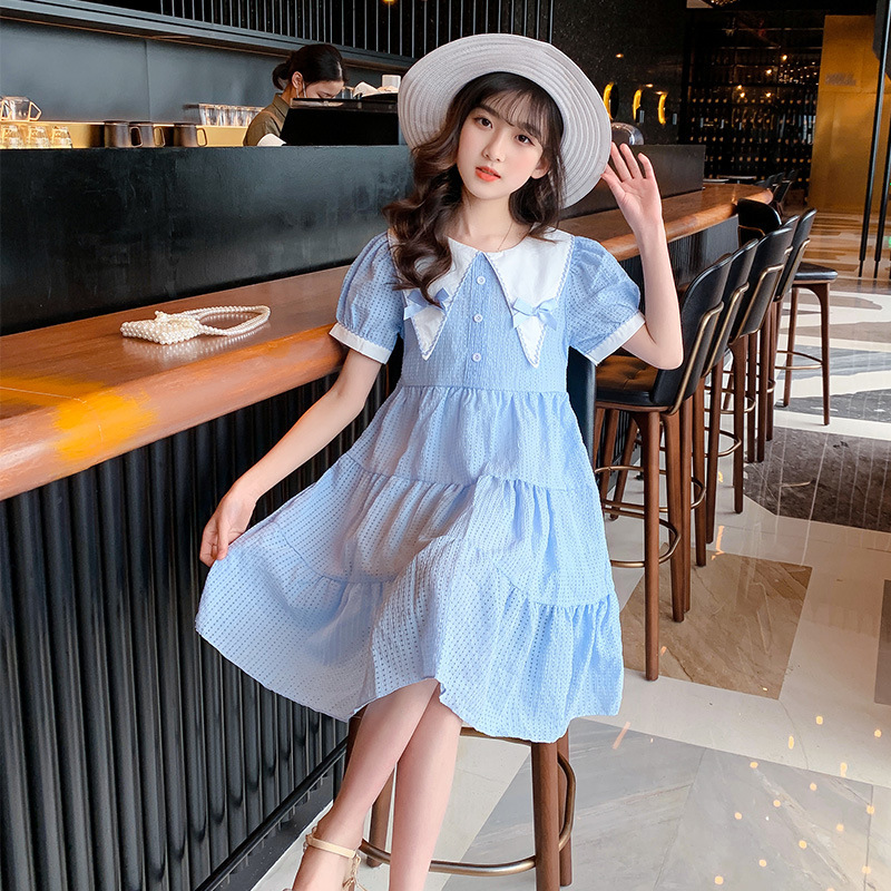 夏装女童连衣裙2022新款3岁6儿童格子5裙子小女孩洋气夏季8清新10