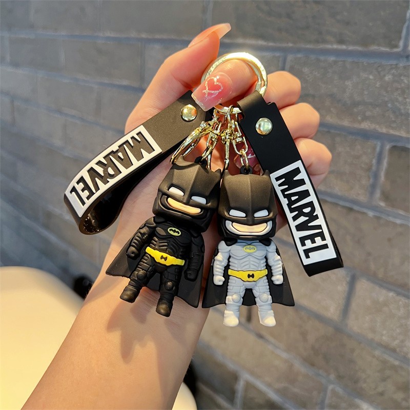 Creative Cartoon Batman Keychain Cute Black Bat Marvel Heroes Key Chain Men and Women Handbag Pendant Wholesale