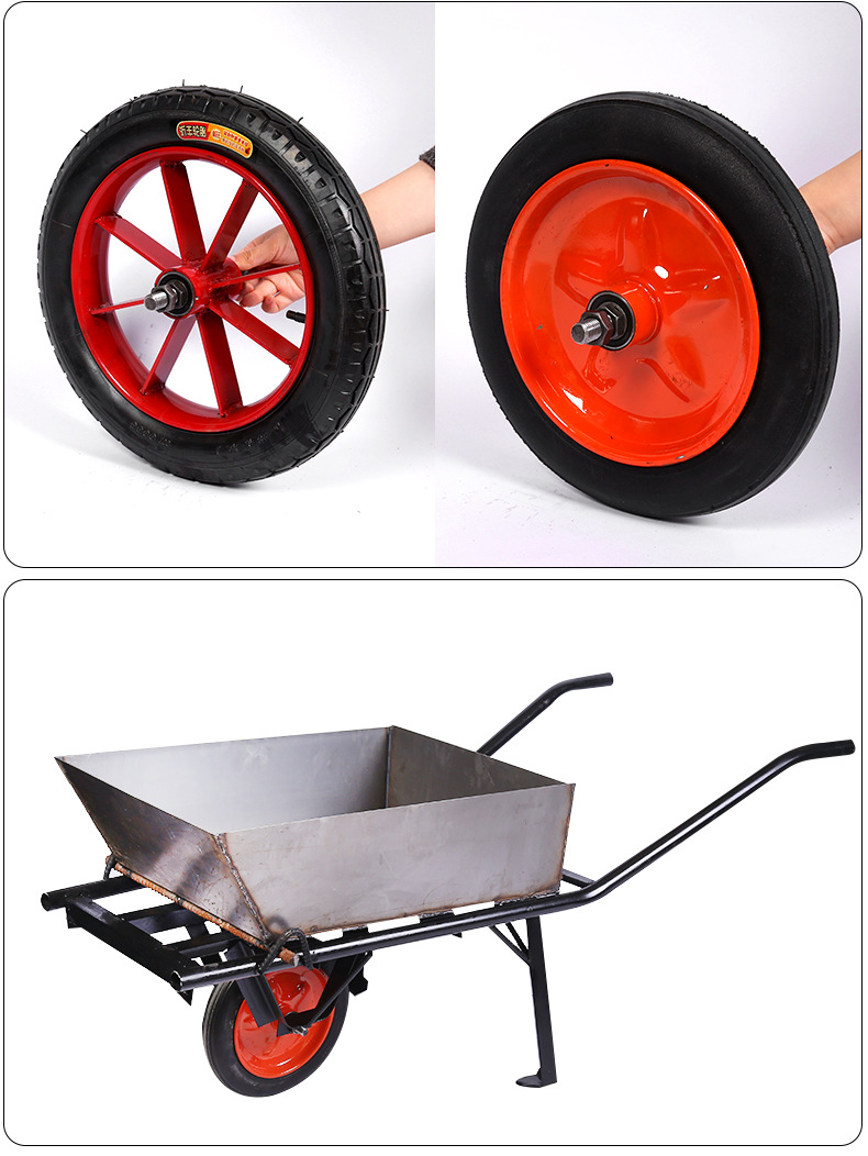 源头厂家现货建筑工地水泥手推车方斗翻斗式劳动灰斗车单轮手推车