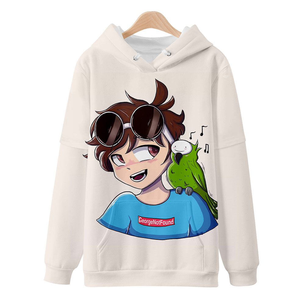 一件代发 新款george notfound周边假两件带帽卫衣儿童卫衣秋帽衫