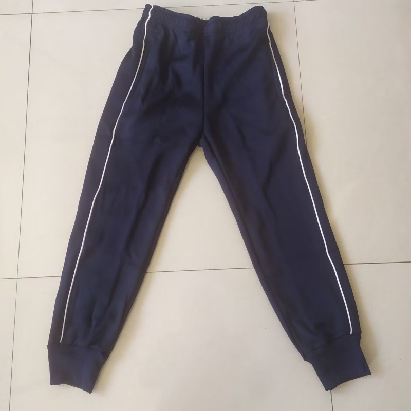 春秋束脚校服裤子中小学生双白条收口校裤一条杠深藏蓝收脚运动裤