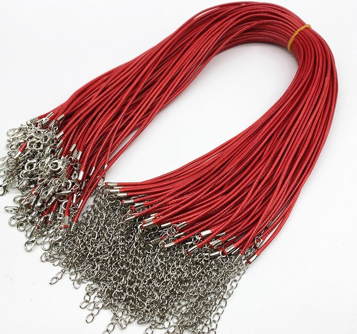 0大红色蜡皮绳项链绳韩国蜡线饰品配件龙虾扣皮绳黑皮绳s43-阿里巴巴