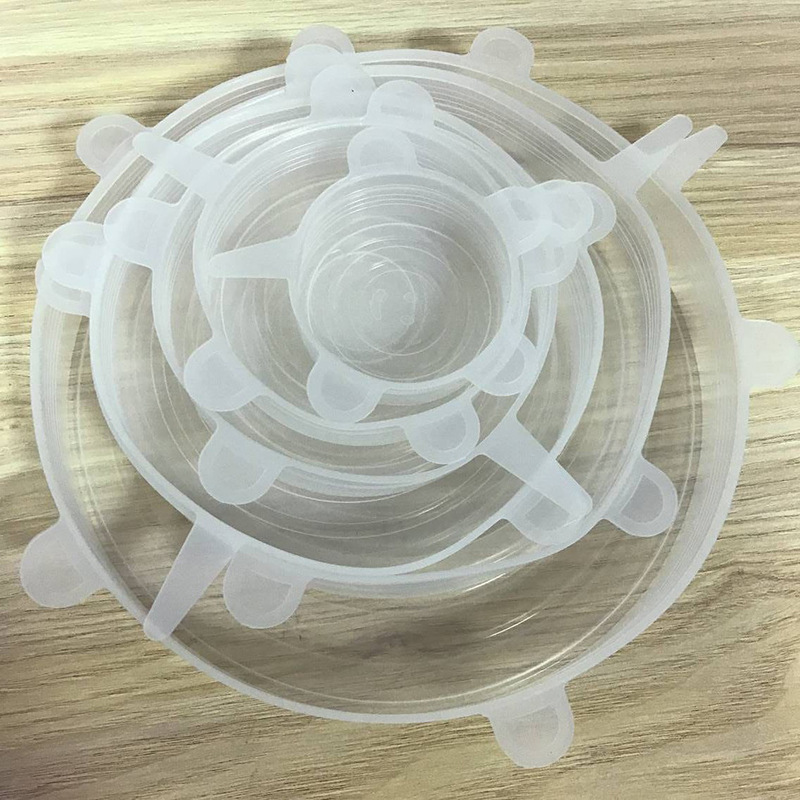 6件套拉伸硅胶保鲜盖 弹力拉伸密封透明盖食物蔬菜水果保鲜膜通用