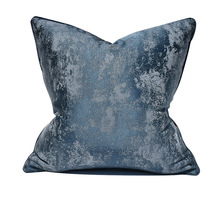 一件代发样板房蓝色滚边抱枕套现代简约抽象靠枕套高精密靠垫沙发