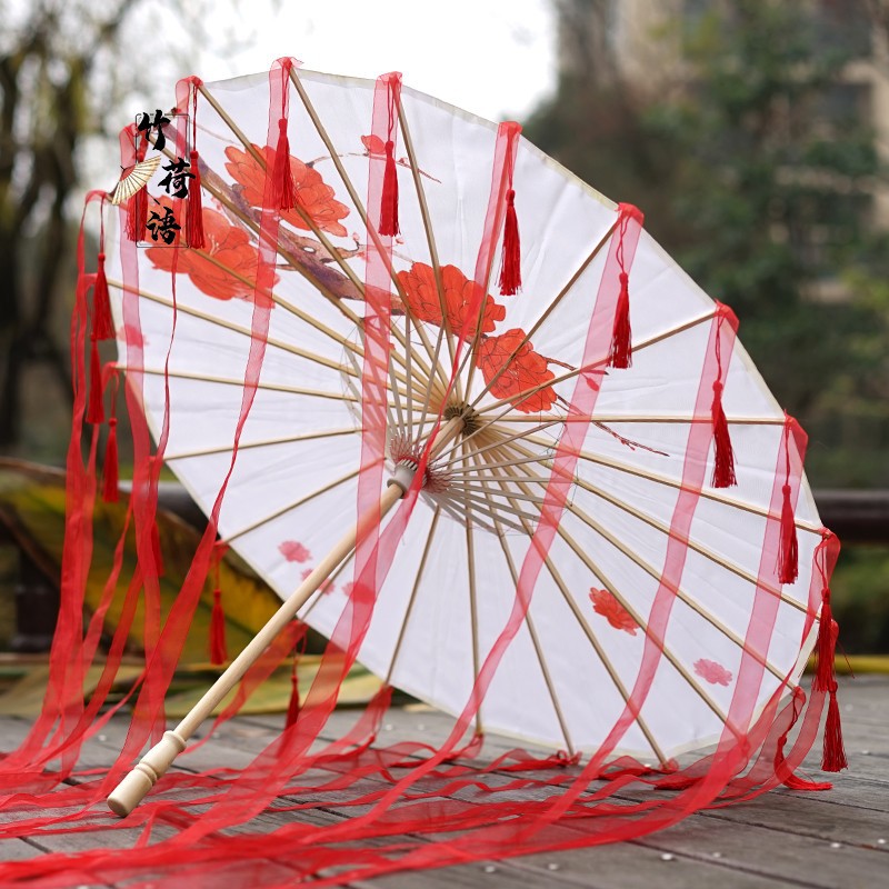 油纸伞古风流苏丝带伞仙气飘飘汉服伞摄影旅拍道具遮阳防晒防雨伞