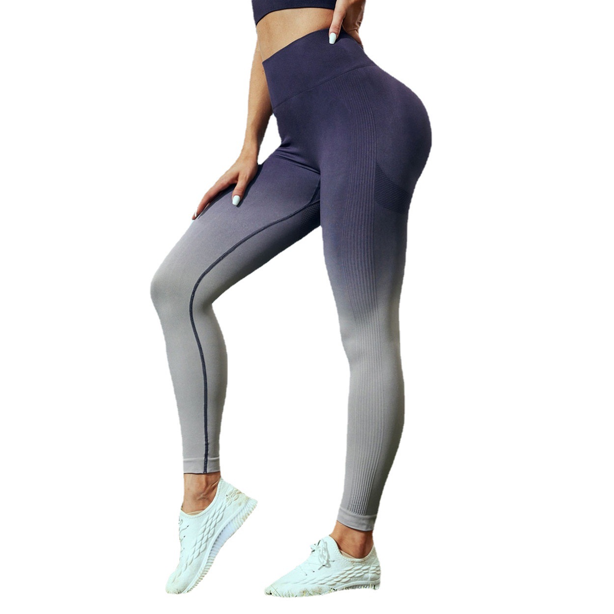 European and American Outdoor Wear High Waist Hip Lift Fitness Pants Women's Running Sports Tights Peach Hip Gradient Color Seamless Yoga Pants